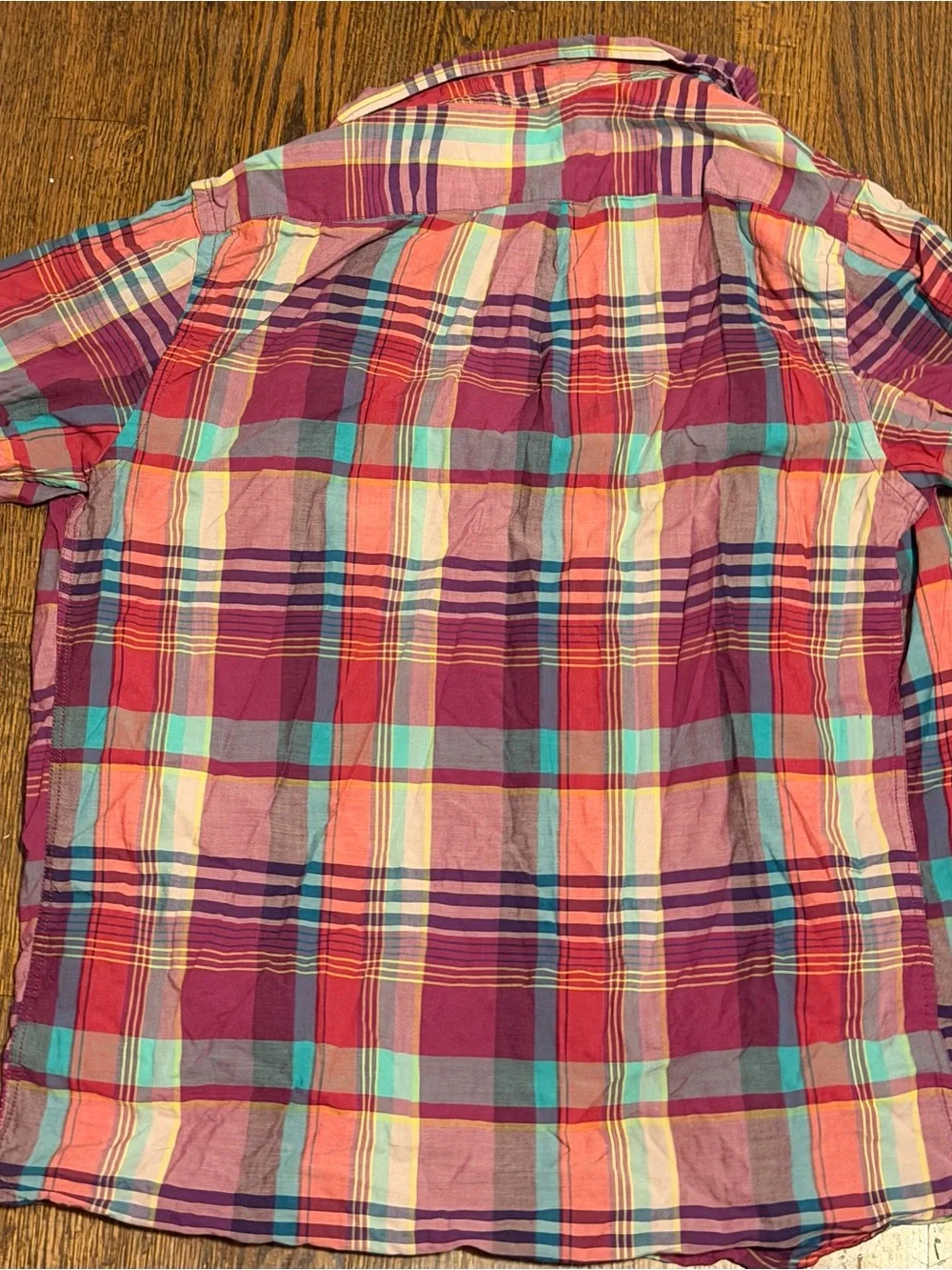 Old Navy Berry Plaid Short-Sleeve Button-Down Shirt